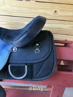 16 Black Fabtron Synthetic Cordura Lightweight Western Roper Trail Saddle FQHB