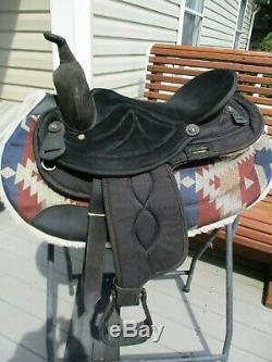 16'' Black Suede & Cordura big horn #601 western barrel trail saddle QHB