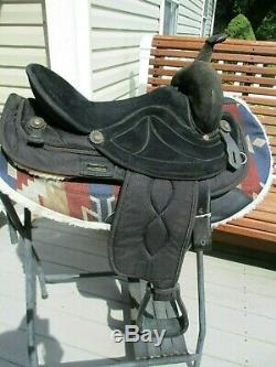 16'' Black Suede & Cordura big horn #601 western barrel trail saddle QHB