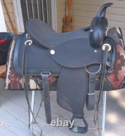 16'' Black abetta PATHFINDER Western Trail saddle FULL QH BARS