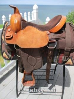 16'' Brown Big Horn Roper #111 Western saddle QH BARS LEATHER /CORDURA USA