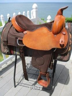 16'' Brown Big Horn Roper #111 Western saddle QH BARS LEATHER /CORDURA USA