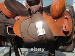 16'' Brown Big Horn Roper #111 Western saddle QH BARS LEATHER /CORDURA USA