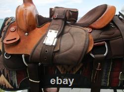 16'' Brown Big Horn Roper #111 Western saddle QH BARS LEATHER /CORDURA USA