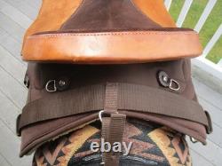 16'' Brown Big Horn Roper #111 Western saddle QH BARS LEATHER /CORDURA USA