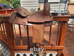 16'' Brown Leather Buffalo Saddlery Western Roping Roper Saddle Fqh Bars