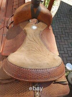 16'' Brown Leather Buffalo Saddlery Western Roping Roper Saddle Fqh Bars