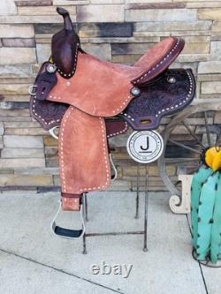 16 Buckstitch Roundskirt Barrel Saddle- Deep Seat, Western, Floral