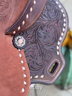 16 Buckstitch Roundskirt Barrel Saddle- Deep Seat, Western, Floral