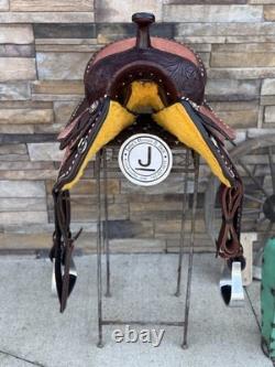 16 Buckstitch Roundskirt Barrel Saddle- Deep Seat, Western, Floral