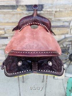 16 Buckstitch Roundskirt Barrel Saddle- Deep Seat, Western, Floral
