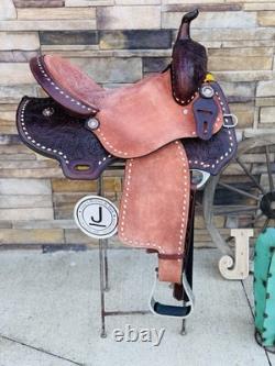 16 Buckstitch Roundskirt Barrel Saddle- Deep Seat, Western, Floral