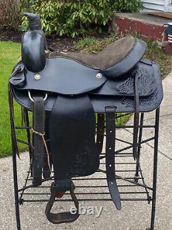 16 Buffalo Saddlery BLACK Western Roping Saddle Exc Condition