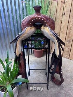 16 CIRCLE Y Western EQUITATION Show Saddle w Silver Semi Bar Exc Cond