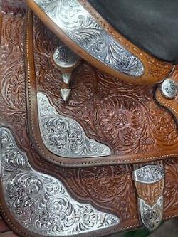 16 CIRCLE Y Western EQUITATION Show Saddle w Silver Semi Bar Exc Cond