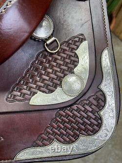 16 CONGRESS LEATHER Western Saddle w Silver Trim SOFT Leather SUPER NICE