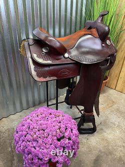 16 CONGRESS LEATHER Western Saddle w Silver Trim SOFT Leather SUPER NICE