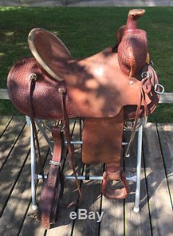 16 Cactus High Back Ranch Roping Mounted Shooting Saddle w Breast Collar, FQH