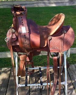 16 Cactus High Back Ranch Roping Mounted Shooting Saddle w Breast Collar, FQH