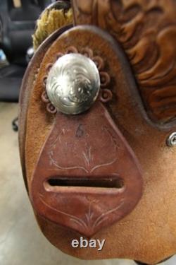 16 Custom Made Roping Saddle Seat Brown, Western Tack 050826EB (E)
