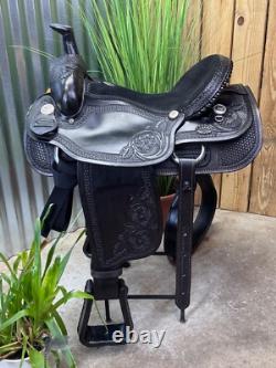 16 DAKOTA SADDLERY Black Western Roping Saddle 206HA? Used 2x