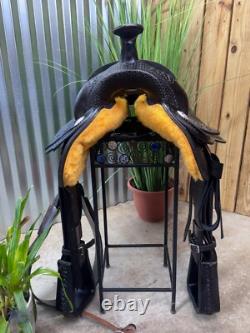 16 DAKOTA SADDLERY Black Western Roping Saddle 206HA? Used 2x