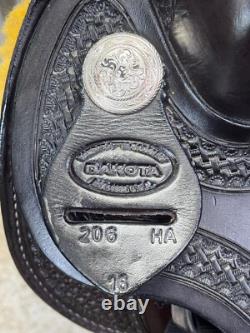 16 DAKOTA SADDLERY Black Western Roping Saddle 206HA? Used 2x