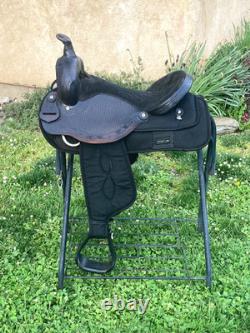 16 Dr J Synthetic Cordura and Leather Western Square Skirt Saddle- Black