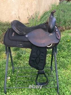 16 Dr J Synthetic Cordura and Leather Western Square Skirt Saddle- Black