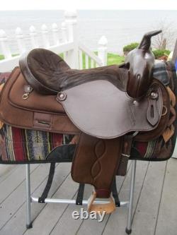 16'' FQH BARS Brown Saddle King TX Western Barrel Trail saddle LEATHER/CORDURA