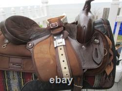 16'' FQH BARS Brown Saddle King TX Western Barrel Trail saddle LEATHER/CORDURA