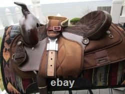 16'' FQH BARS Brown Saddle King TX Western Barrel Trail saddle LEATHER/CORDURA