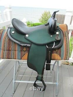 16'' Green Abetta Western trail saddle QH BARS