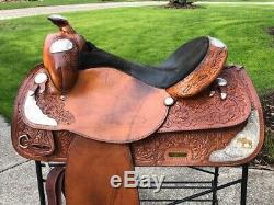 16 HEREFORD TEX TAN Western Show / Pleasure Horse Saddle w Silver
