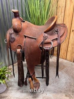 16 Handmade Rough Out Western Ranch Saddle Roping / WORKING Saddle