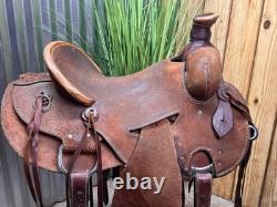16 Handmade Rough Out Western Ranch Saddle Roping / WORKING Saddle