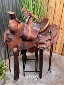 16 Handmade Rough Out Western Ranch Saddle Roping / WORKING Saddle