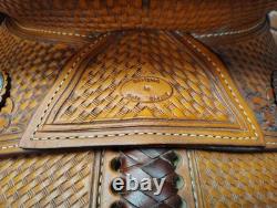 16 Inch Dale Chavez Western Show Saddle With FQHB Basket Weave/Floral Tooling