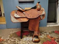 16 Inch Dale Chavez Western Show Saddle With FQHB Basket Weave/Floral Tooling