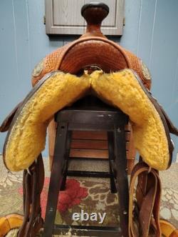 16 Inch Dale Chavez Western Show Saddle With FQHB Basket Weave/Floral Tooling