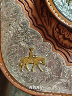 16 Inch Dale Chavez Western Show Saddle With FQHB Basket Weave/Floral Tooling