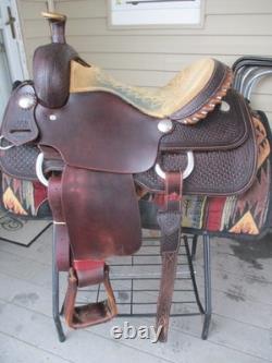 16'' JCM 1804-23 MARTIN ROPER FQH BARS WESTERN SADDLE w CINCH, B COLLAR 41 LBS