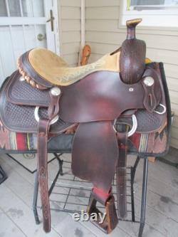 16'' JCM 1804-23 MARTIN ROPER FQH BARS WESTERN SADDLE w CINCH, B COLLAR 41 LBS
