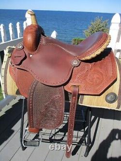 16'' Jc Martin Western Barrel Saddle Full Qh Bars 35lbs