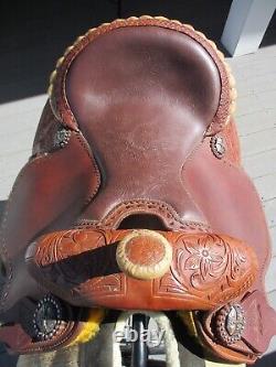 16'' Jc Martin Western Barrel Saddle Full Qh Bars 35lbs