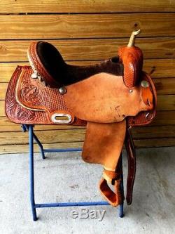 16 Johnny Ruff Custom Barrel Trail Western Horse Saddle FQHB Made in USA CL1131