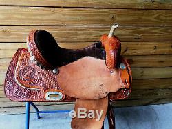 16 Johnny Ruff Custom Barrel Trail Western Horse Saddle FQHB Made in USA CL1131