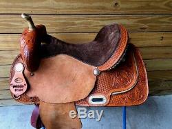 16 Johnny Ruff Custom Barrel Trail Western Horse Saddle FQHB Made in USA CL1131