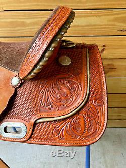 16 Johnny Ruff Custom Barrel Trail Western Horse Saddle FQHB Made in USA CL1131