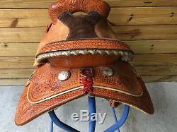 16 Johnny Ruff Custom Barrel Trail Western Horse Saddle FQHB Made in USA CL1131